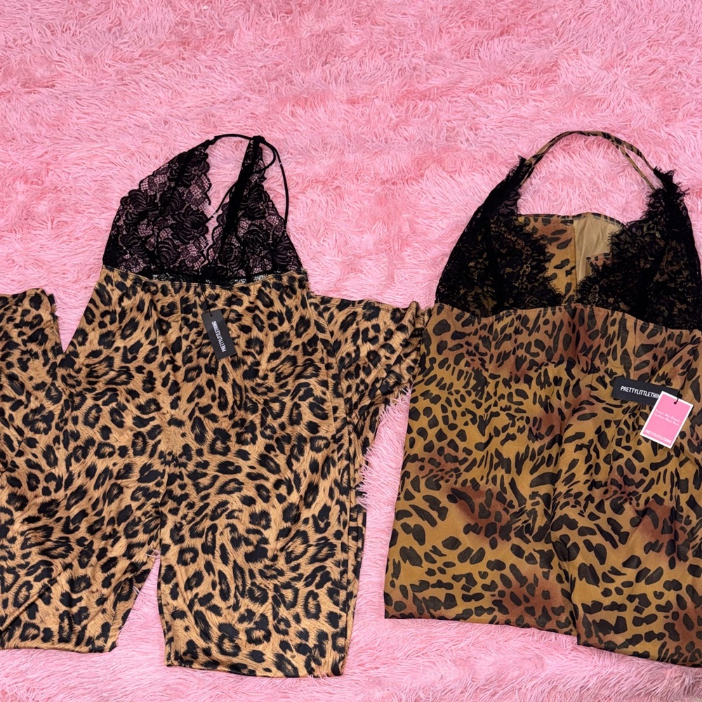 PLT Leopard Print Lace Trim jumpsuit size 16, PLT Leopard Dress size 18, nwt